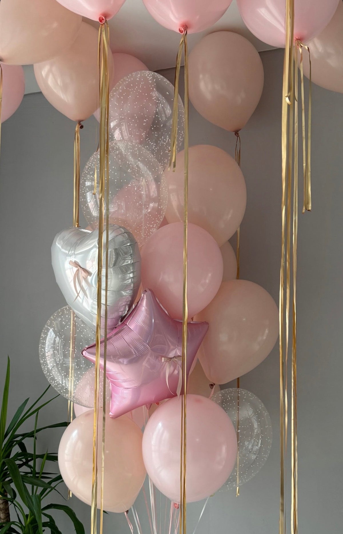 Blush Pink & Gold Ceiling Balloon Room Decoration #048