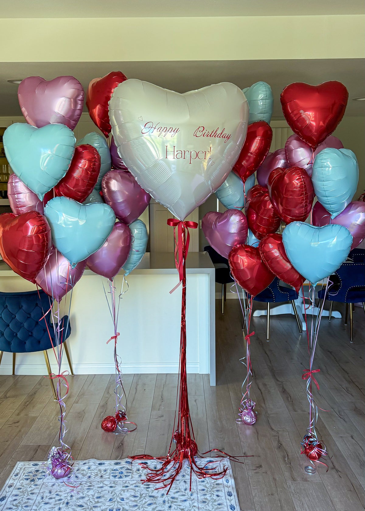 Personalized Colorful Heart Birthday Balloon Bouquet #047