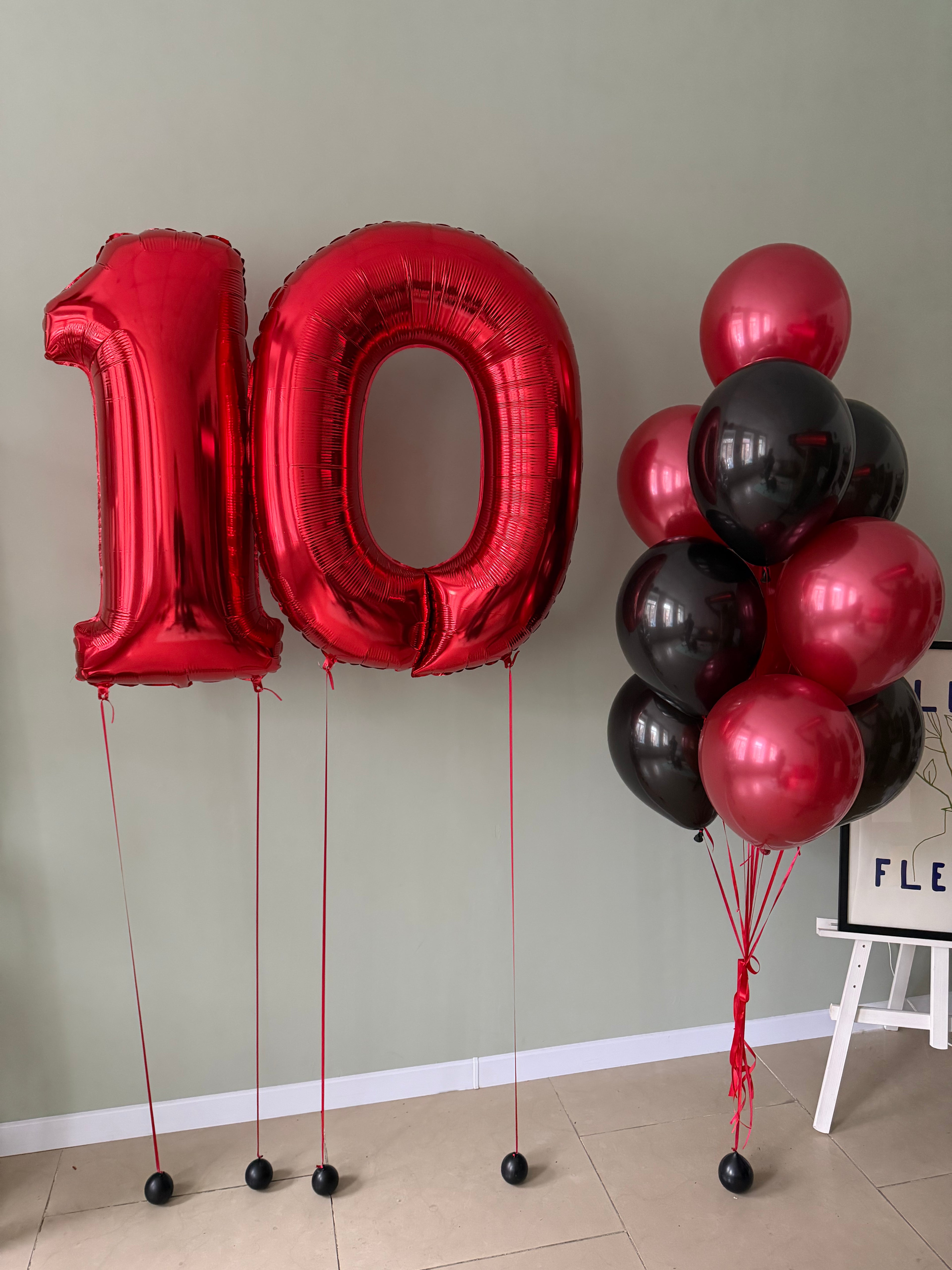 Red & Black Birthday Balloon Bundle #020