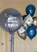 Personalized Blue Luxe Balloon Bouquet №010