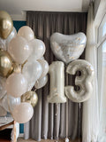 White and Beige Set with Heart and numbers #004