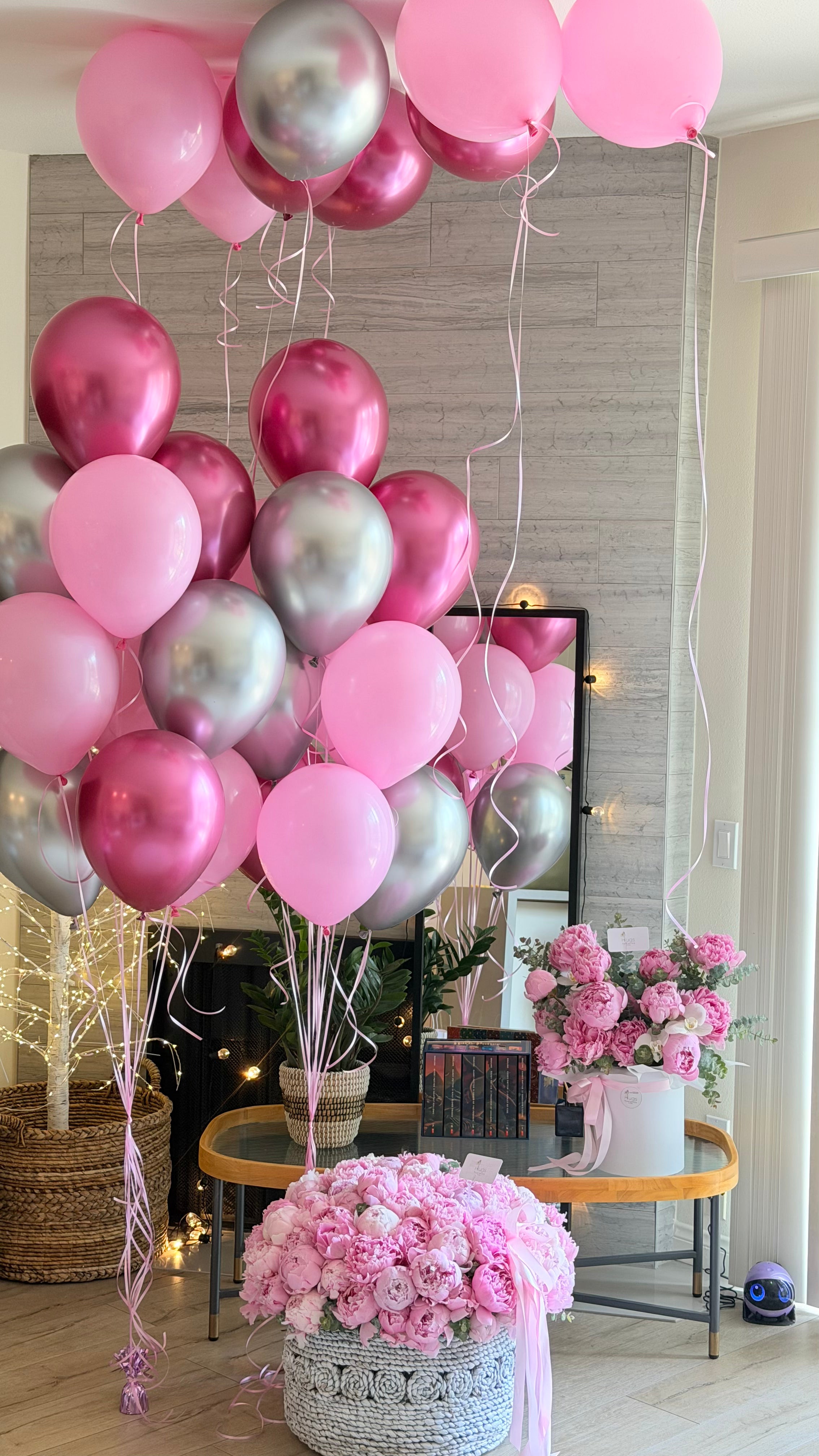 Pink & Chrome Balloon Bouquet #030