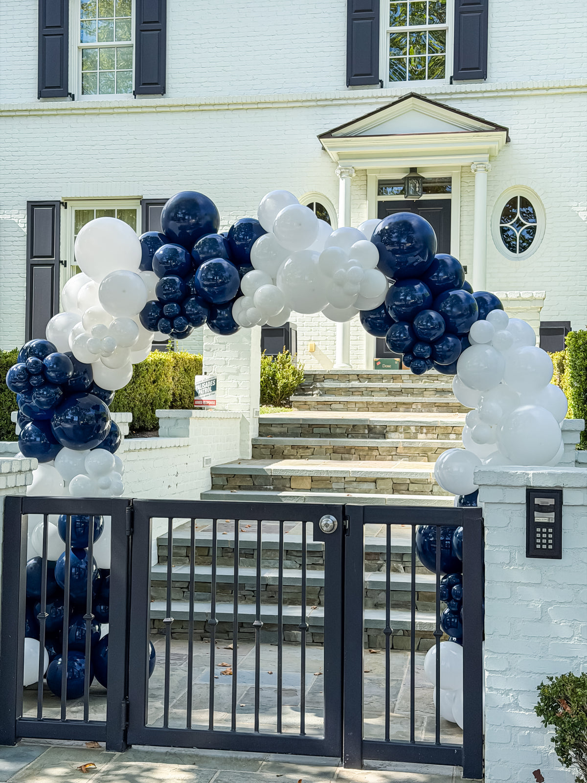 Navy Blue & White Organic Balloon Arch #032