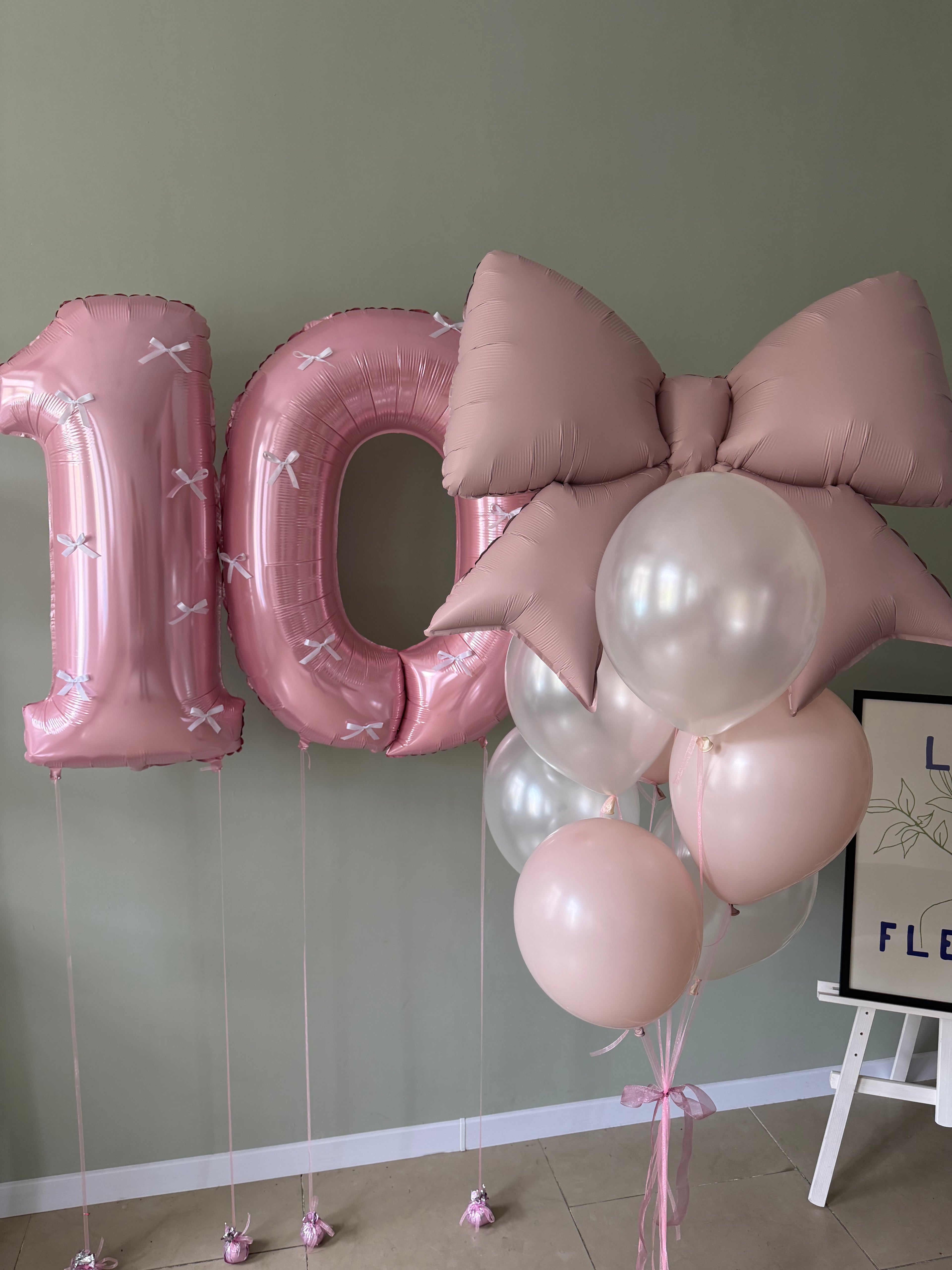 Pink Bow Birthday Balloon Set #036
