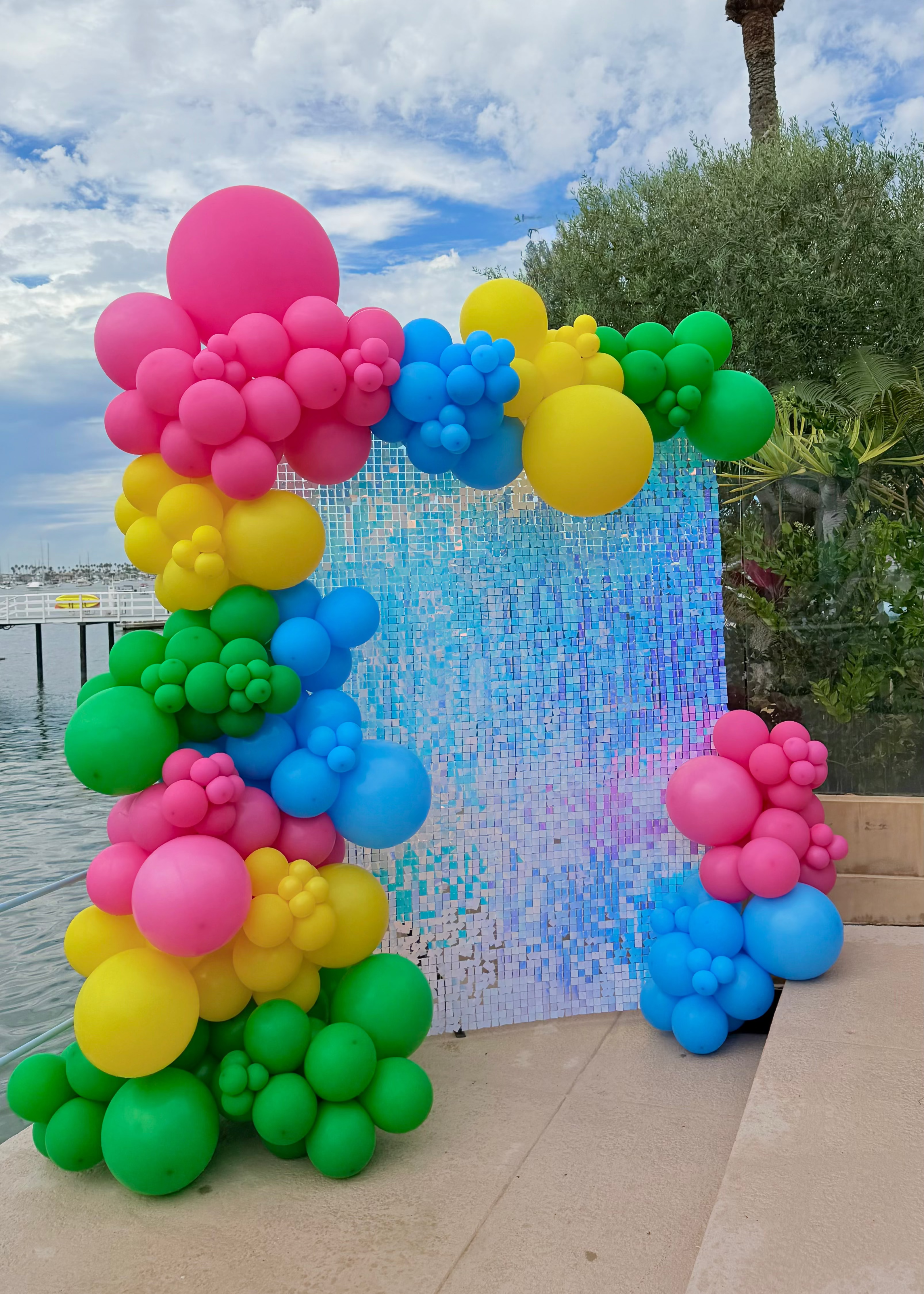 Colorful Sequin Wall & Organic Balloon Garland #040