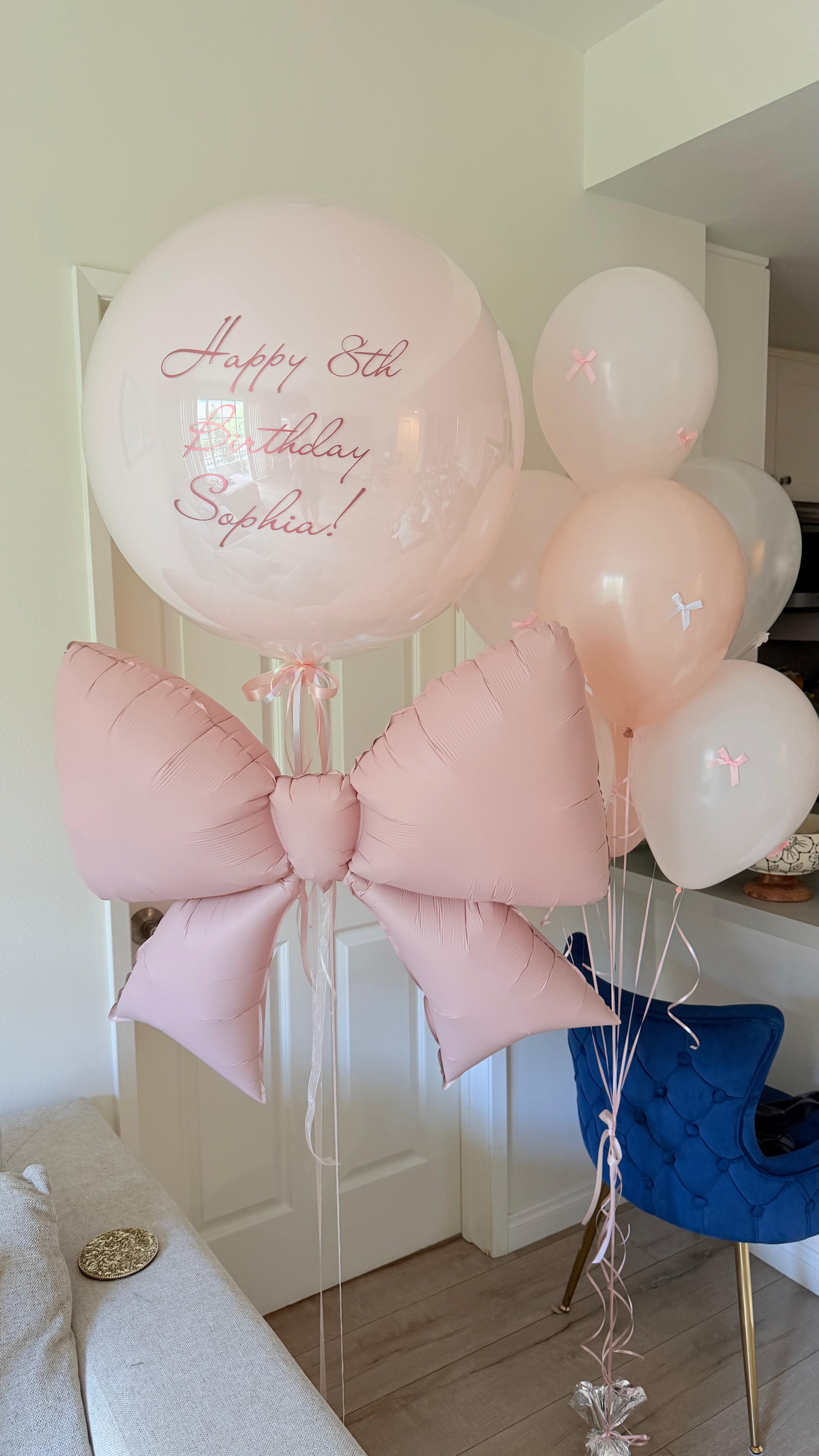 Personalized Bow Birthday Balloon Set #038